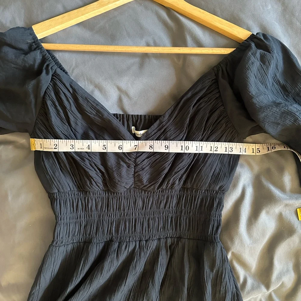 Abercrombie & Fitch Black Angel Sleeve Smocked Waist Mini Dress size ST EUC - Picture 12 of 12